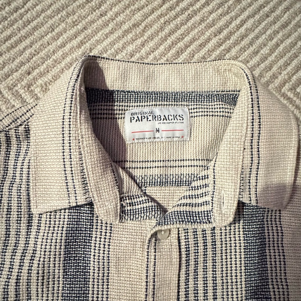 Original Paperbacks Beige and Blue Striped Shirt - Picture 4 of 8
